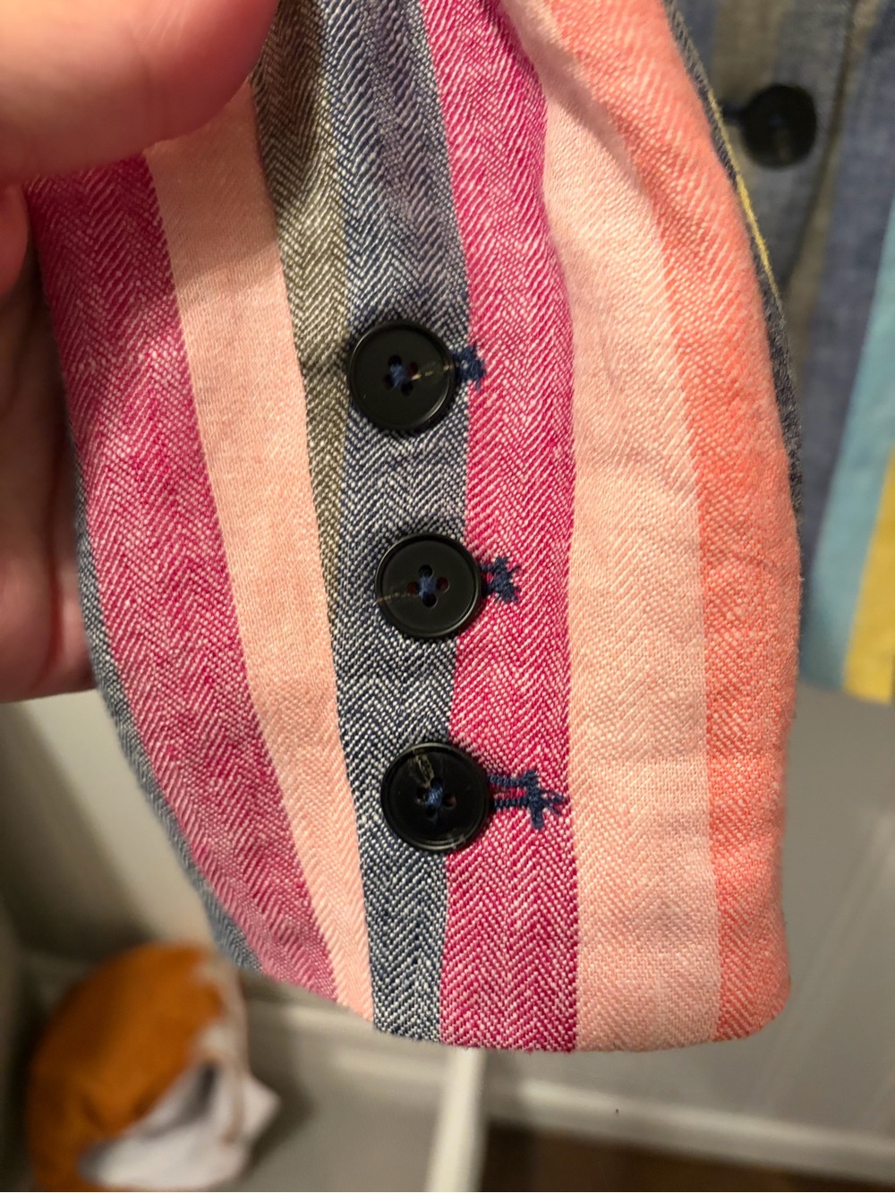 Current Air Los Angeles NWT Colorful Striped Linen Blend Blazer Jacket L - Picture 9 of 11